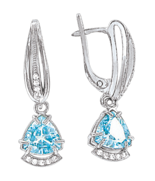 Ohrhänger aus 925er Sterling Silber mit blau Topas, Zirkonia 