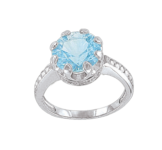 Damen-ring aus 925er Sterling Silber mit blau Topas, Zirkonia 