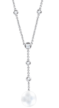 Silver necklace with pearl and zirconia 50 cm