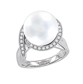 Silver ring with zirconia and pearls 