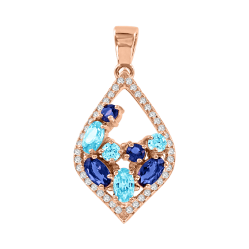 Gold-plated silver pendant with zirconia and topaz 