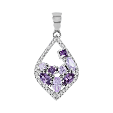 Silver pendant with cubic zirconia and amethyst 