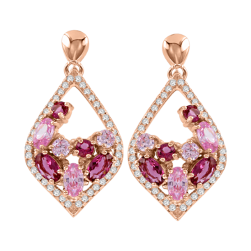 Gold-plated silver earrings with zirconia and ruby 