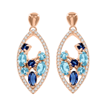 Gold-plated earrings with zirconia and topaz 