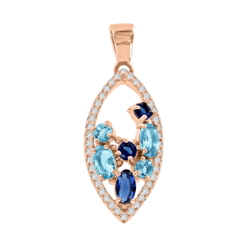 Gold-plated silver pendant with zirconia and topaz 