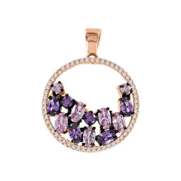 Gold-plated silver pendant with zirconia and amethyst 