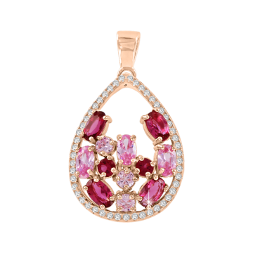 Gold-plated silver pendant with zirconia and ruby 