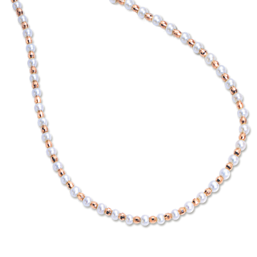 Pearl necklace in red gold of 585 assay value 50 cm