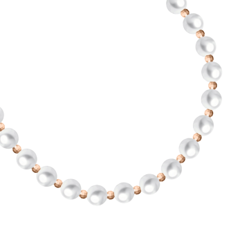 Pearl necklace in red gold of 585 assay value 