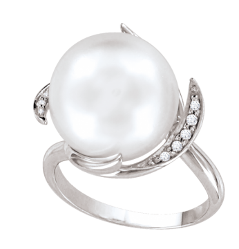 Damen-ring aus 925er Sterling Silber mit Zirkonia, Perle 