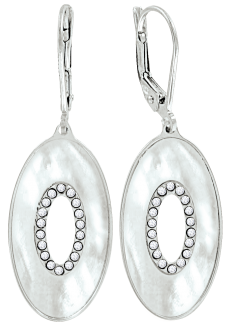 Silver earrings with mother-of-pearl and zirconia 