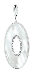 Silver pendant with cubic zirconia and mother-of-pearl 