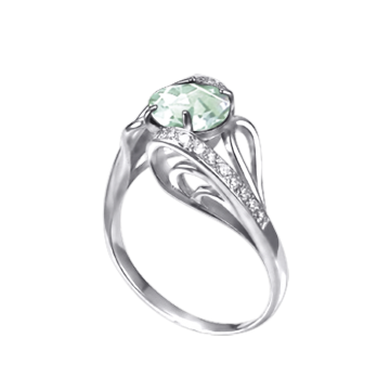 Silver ring with green amethyst 