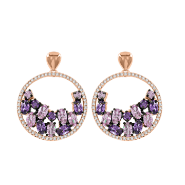 Gold-plated earrings with amethyst HTS and zirconia 