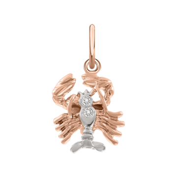 Pendant zodiac sign "Cancer" in red gold with zirconia 