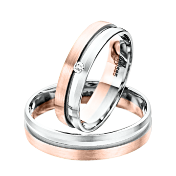 Обручальное кольцо в красном с белым золоте 585 пробы 