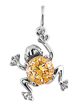Pendant in white gold of 585 assay value with citrine 
