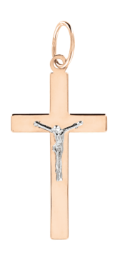 Крестик из красного золота 585 пробы 