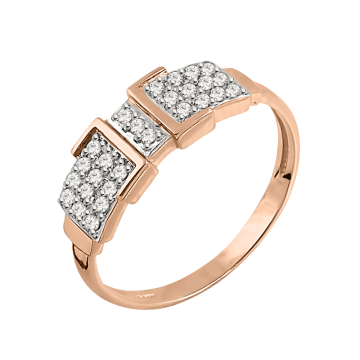 Кольцо женское из красного золота 585 пробы с бриллиантами 