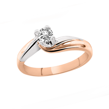 Кольцо из красного и белого золота с бриллиантом 