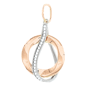 Pendant in red and white gold of 585 assay value with zirconia 