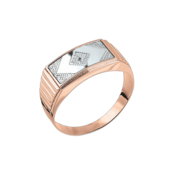 Man's ring in red and white gold of 585 assay value 