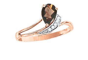 Lady´s ring in red gold of 585 assay value with smoky topaz, zirconia 