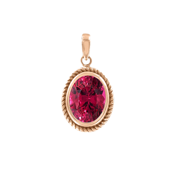 Pendant in red gold of 585 assay value with garnet 