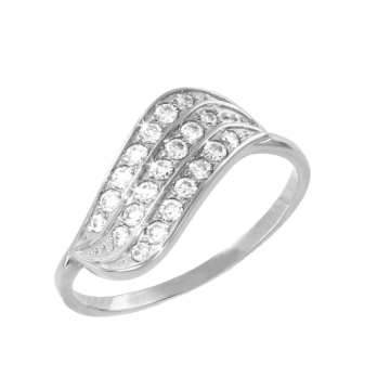 Lady´s ring in white gold of 585 assay value (14K) with zirconia 