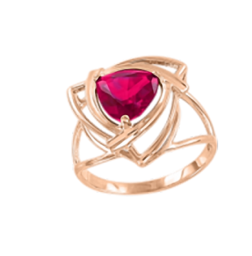 Lady´s ring in red gold of 585 assay value with  ruby HTS 
