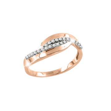 Женское кольцо из красного и белого золота с бриллиантами 