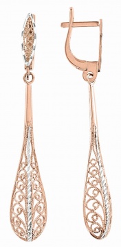 Earrings in red and white gold of 585 assay value 