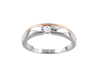 Gold-plated silver and rhodium ring with zirconia 