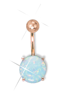 Belly piercing in red gold of 585 assay value with opal 