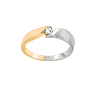 Кольцо из желтого и белого золота с бриллиантами 