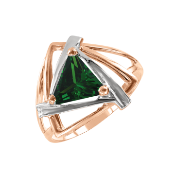 Lady´s ring in red gold of 585 assay value with emerald syn. 