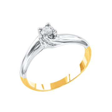 Lady´s ring in yellow and white gold of 585 assay value with diamonds 