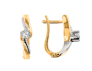 Earrings in yellow and white gold of 585 assay value with diamond 
