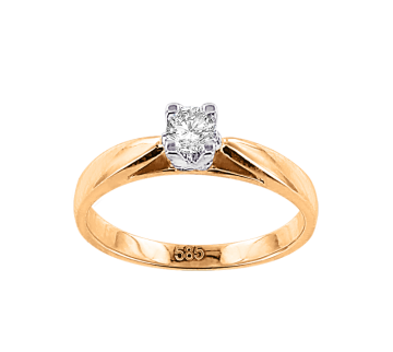 Lady´s ring in yellow gold of 585 assay value with diamonds 