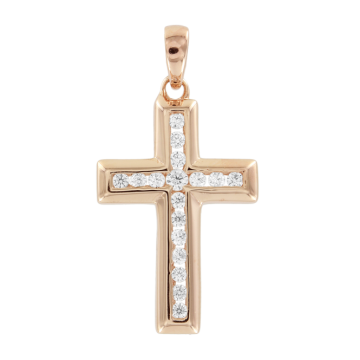 Gold-plated silver cross with zirconia 