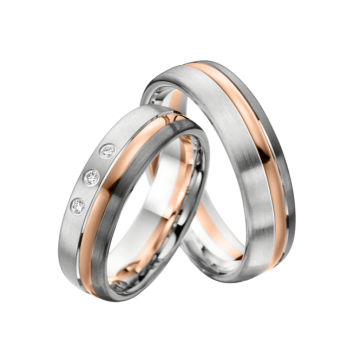 Wedding ring in red gold of 585 assay value with palladium and silver 