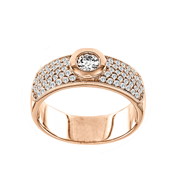 Lady´s ring in red gold of 585 assay value with diamonds 