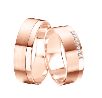 Wedding ring in red gold of 585 assay value with diamonds 