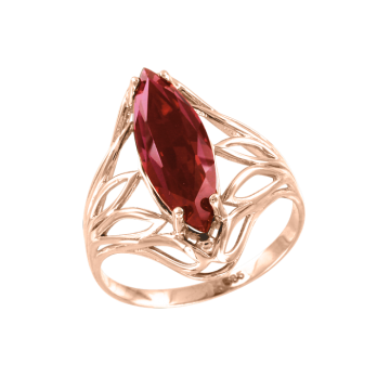 Кольцо женское из красного золота 585 пробы с рубином HTS 
