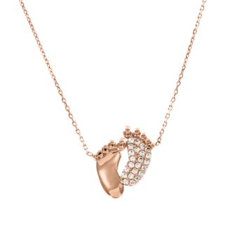 Chain with pendant in red gold of 585 assay value with zirconia 