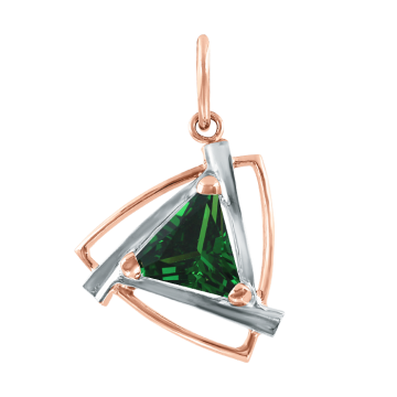 Pendant in red gold of 585 assay value with emerald HTS 