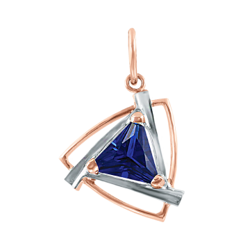 Pendant in red gold of 585 assay value with sapphire syn. 