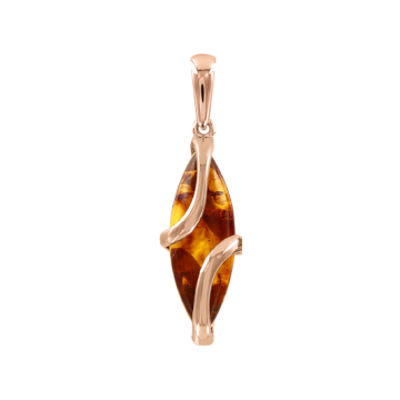 Pendant in red gold of 585 assay value with amber 