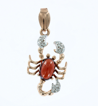 Pendants in red gold of 585 assay value with zirconia 