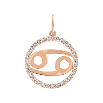 Pendant zodiac sign "Cancer" in red gold with zirconia 